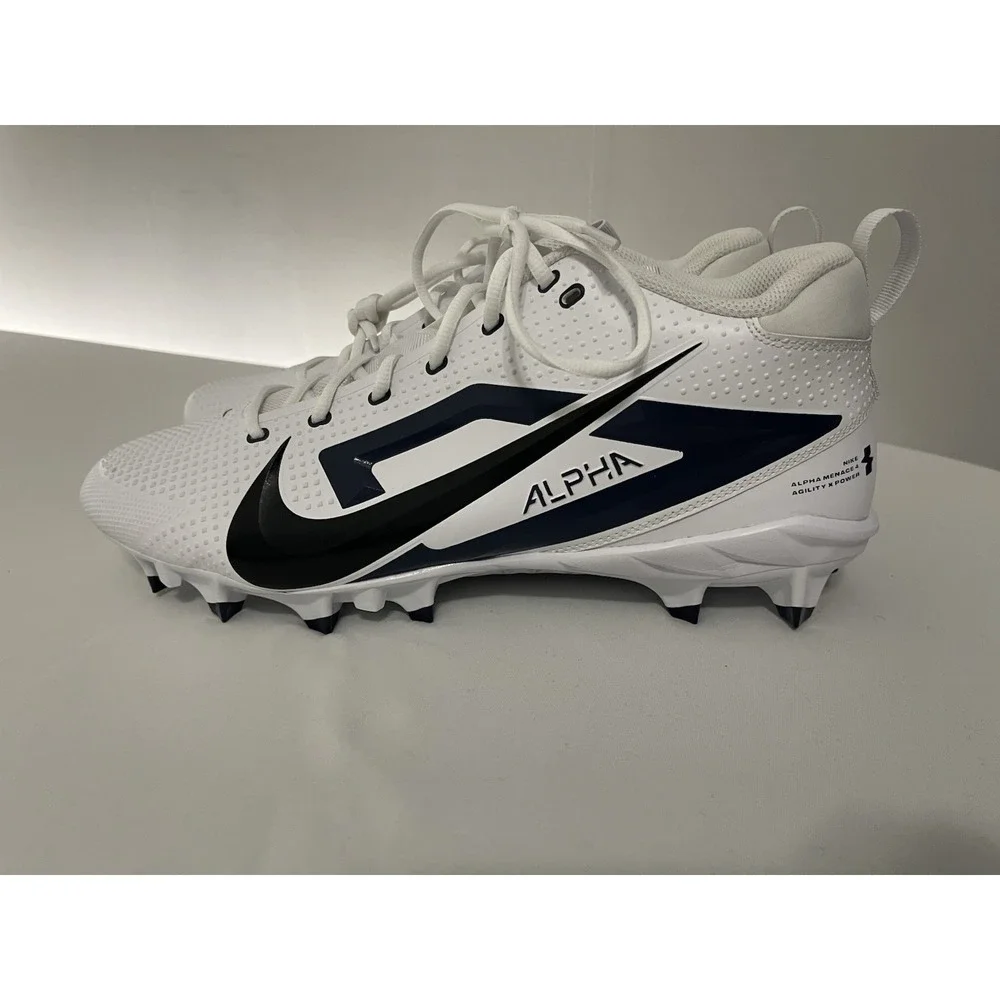 Nike Alpha Menace 4 Varsity Football Cleats Men‎ White Blue NEW FZ7703 Size 15